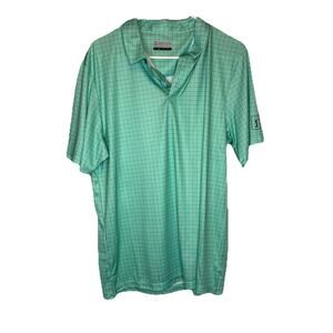 PGA TOUR Mens‎ Polo Golf Shirt Cockatoo Green Grid Print Large $62 NWT
